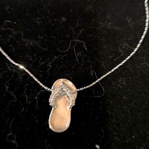 Silver with Crystals 18” Flip Flop Necklace